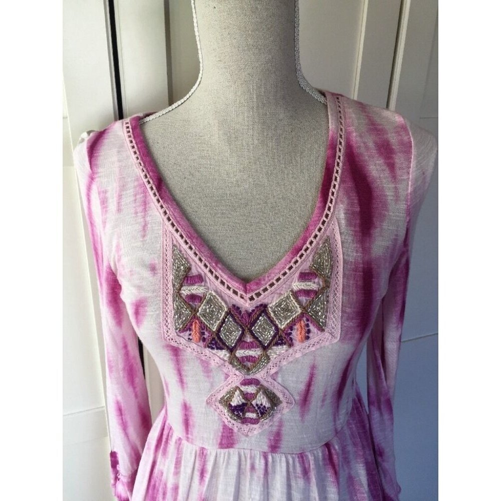 Free People Tie Dye V-neck A-line Tunic Dress - Picture 2 of 8
